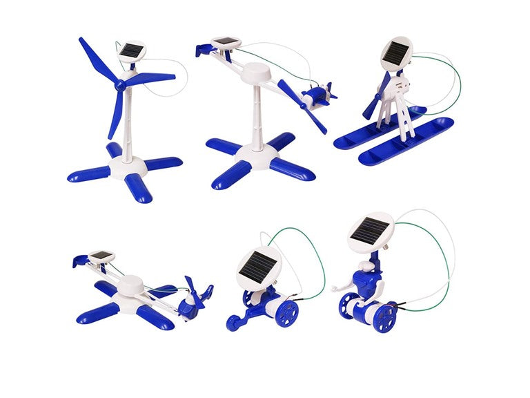 DIY Blue 6-in-1 Educational Solar Robot
