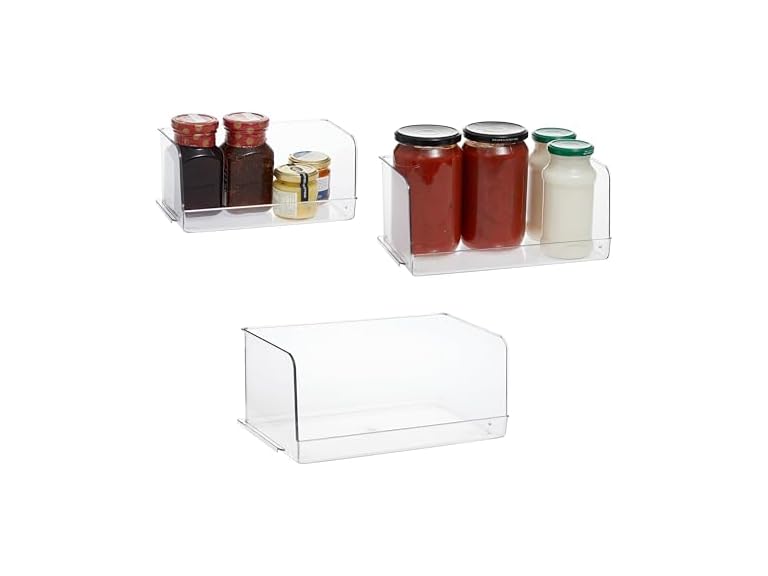 SIMPLEMADE Clear Refrigerator Organizer Bins Pack of 3