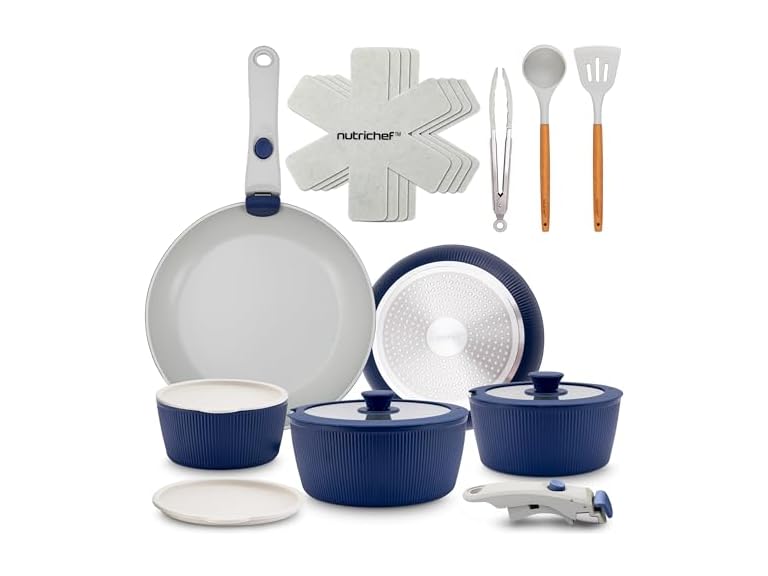 NutriChef 18-Piece Ceramic Cookware Set