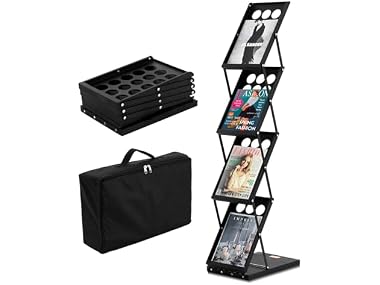 Foldable Magazine Display Rack, 4-Tier Brochure