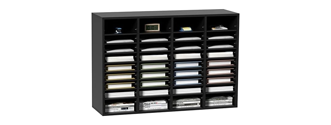 Wood Literature Organizer, 36 Compartments, File