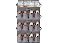 Fabric Shoe Organizer for Closet, Grey, 3 Pack