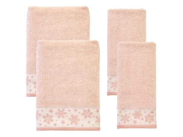 Winter Heather Snowflake 100% Cotton Premium 4-Pc Towel Set