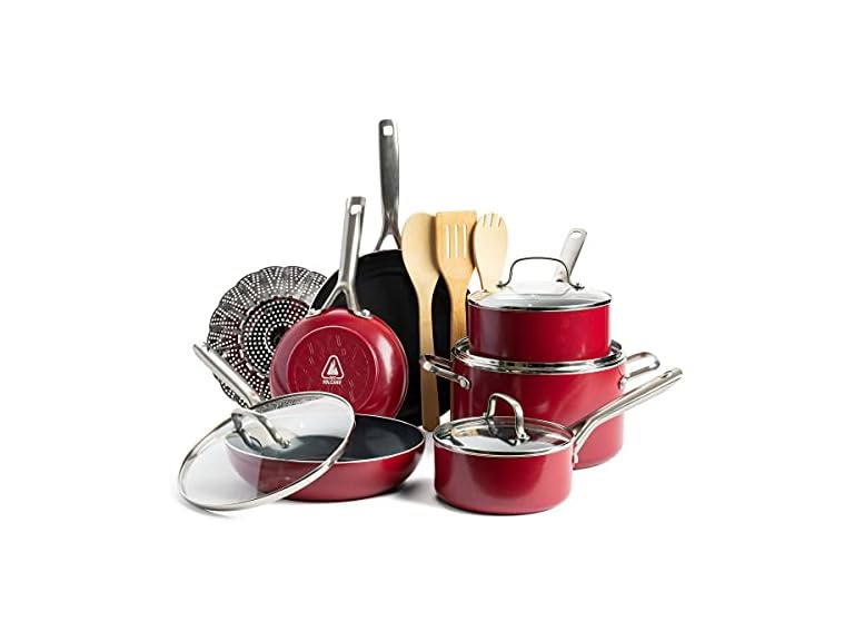 Red Volcano Textured Ceramic Nonstick Set