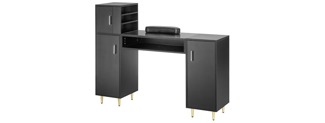 VEVOR Manicure Table, Glass Top Nail