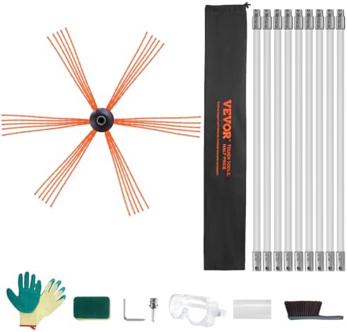 30 Feet Chimney Sweep Kit, w/ 9 Reinforced Nylon