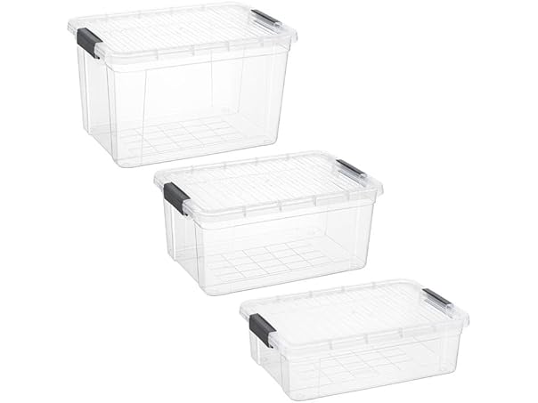 Superio Clear Storage Boxes with Lid, 3 Pack