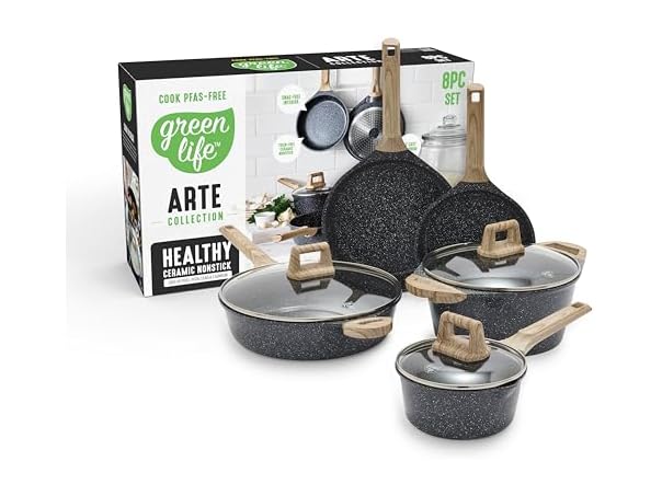 GreenLife 8 Piece Ceramic Nonstick Cookware Set