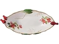 Fitz and Floyd Poinsettia Holiday Cardinal Centerpiece Serve Bowl