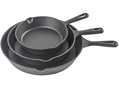 Commercial CHEF 3pc Cast Iron Skillet