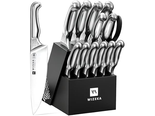 WIZEKA Kitchen Knife Set with Block