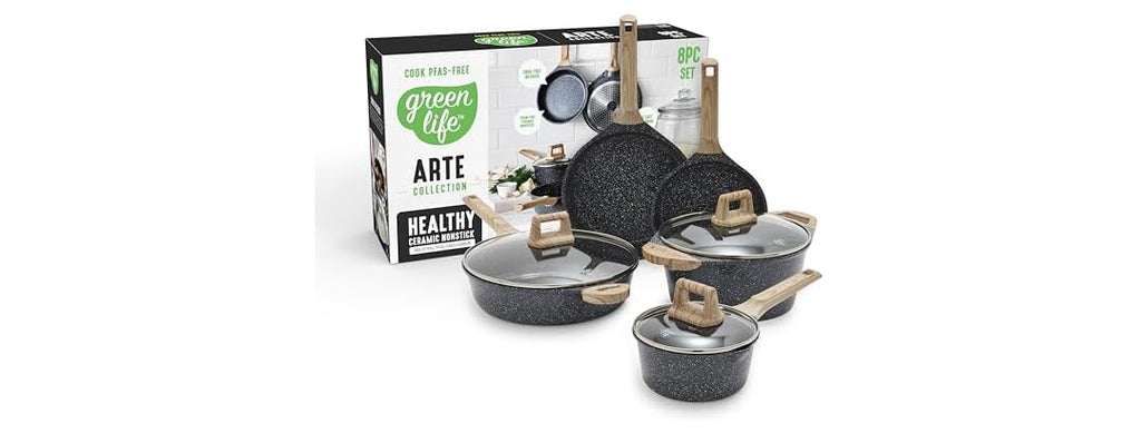 GreenLife 8 Piece Ceramic Nonstick Cookware Set
