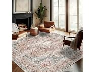 CHAMPLANT Red Retro Flowers Area Rug 9'x12'