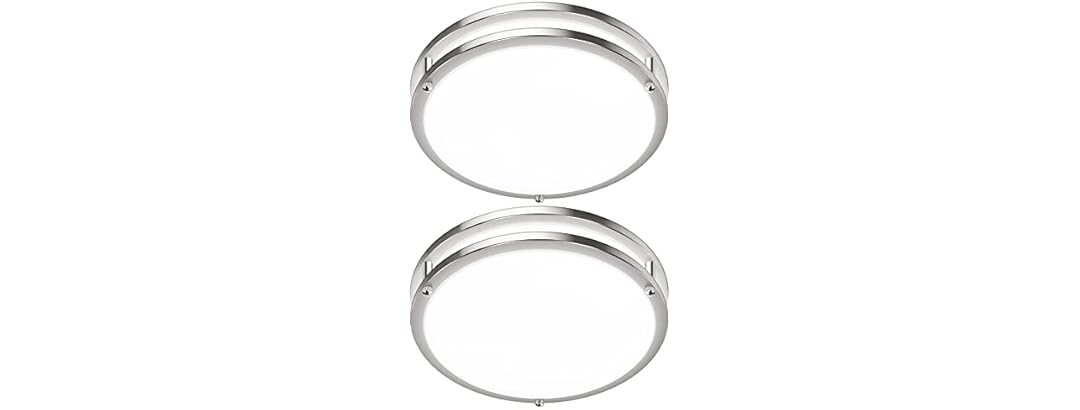 GoBright 2Pk 12" LED Ceiling Light, Nickel