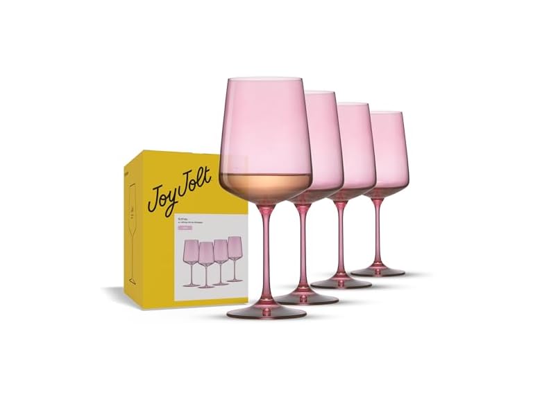 JoyJolt Sidney White Wine Glasses, Set of 4