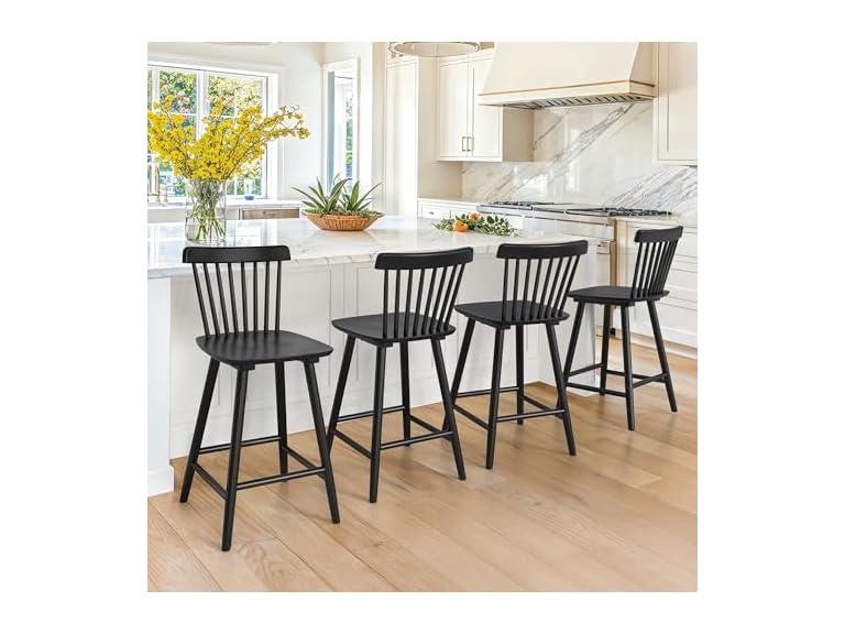 Lue Bona Black Bar Stools Set of 4 24"