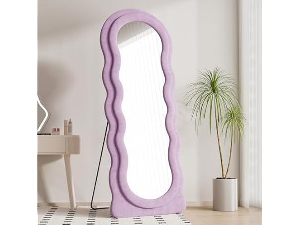 Wavy Full Length Mirror With Stand, 63"