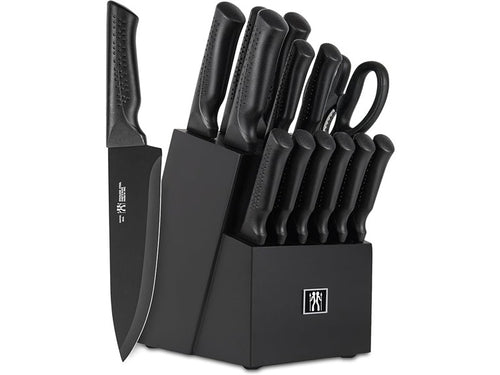 15-Piece Kitchen Knife Set w/ Block- Black