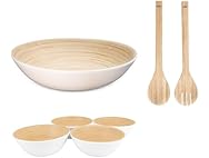 LEXA 6-Piece Handcrafted Bamboo Salad Bowl Set