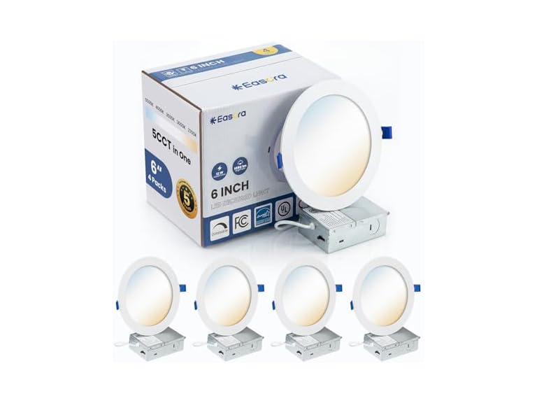 6" Recessed Lights 4 Pack 2700K-5000K