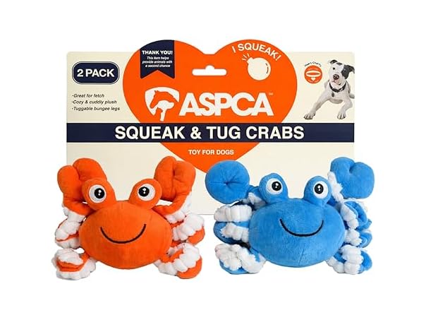 ASPCA 2 Pack Plush Dog Toy with Squeaker- Crabs