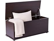Basicwise Wooden End of Bed Storage Chest Brown