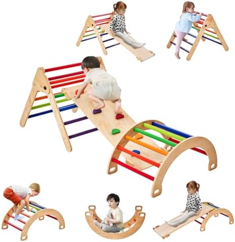 Pikler Triangle Set, 5 in 1 Toddler Climbing