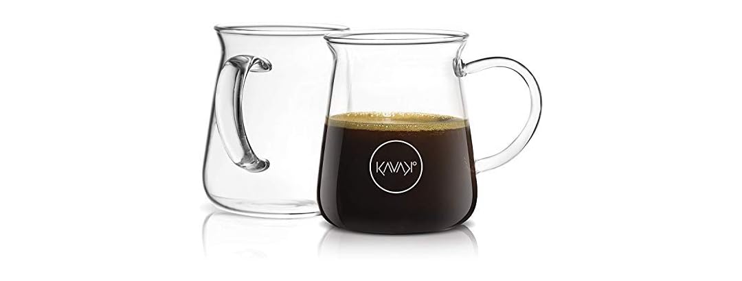 Kavako Glass Coffee Mugs 16oz Set of 2