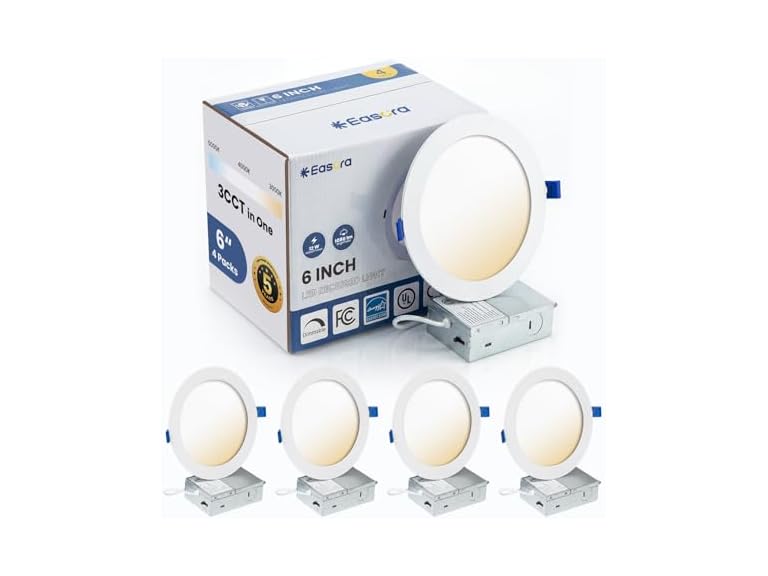 6" Recessed Lights 4 Pack 3000/4000/5000K