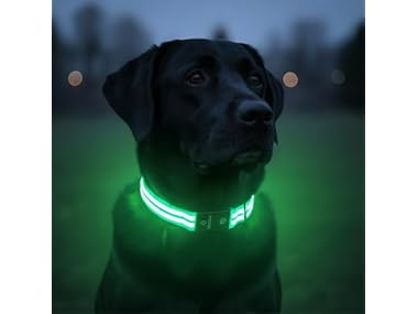 Tractive LED Light Up Dog Collar USB Rechargeable (Green)
