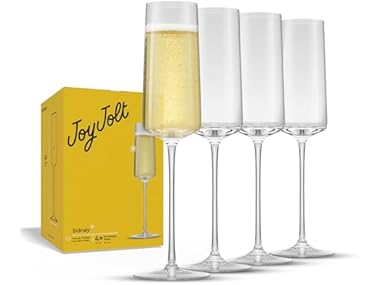 JoyJolt Sidney Champagne Flutes, Set of 4