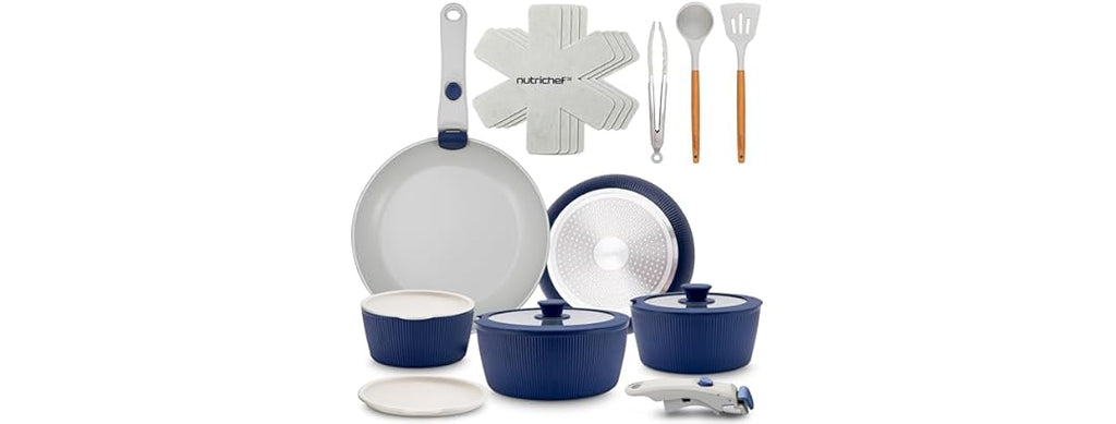 NutriChef 18-Piece Ceramic Cookware Set