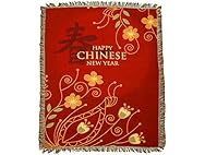Chinese New Year Floral Tapestry Blanket