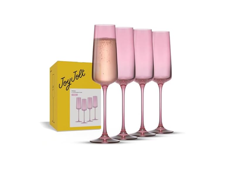 JoyJolt Sidney Stemmed Champagne Flutes, Set of 4