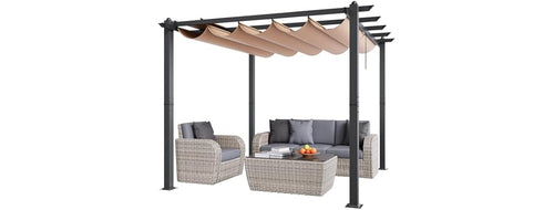10'x10' Outdoor Retractable Pergola with Canopy
