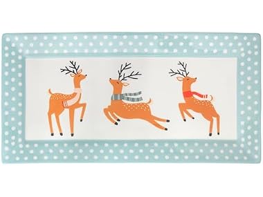 Boston International Rectangle Ceramic Platter Holiday