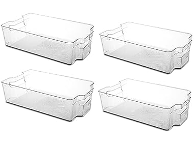 Cetomo 2.1QT Plastic Fridge Organizer Bins, Set of 4