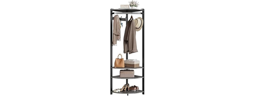 MOVECOM Coat Rack with Shoe Storage,Grey