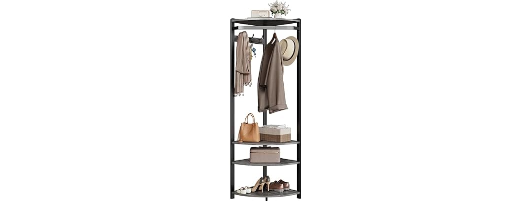 MOVECOM Coat Rack with Shoe Storage,Grey