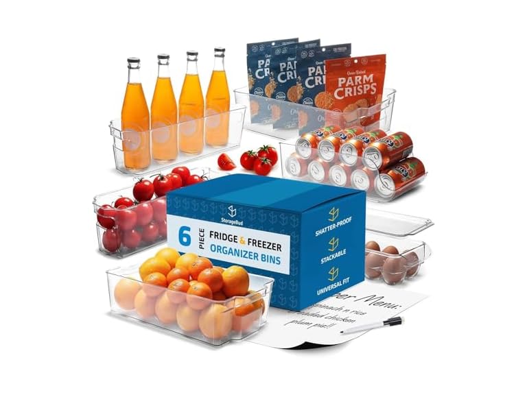 Hearth & Harbor 24 Piece Fridge Organizer Bins - Set of 18