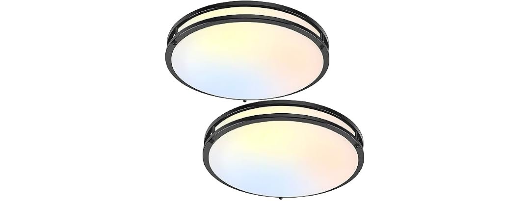 TOBUSA 50W 5600lm Bright LED Ceiling Lights Matte Black, 2 Pack