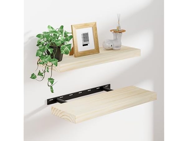 Heimlove Unfinished Wood Floating Shelves Set of 2