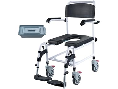 Shower Commode Wheelchair with 4 Lockable