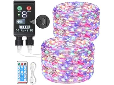 Lakumu 2-in-1 Rechargeable Fairy Lights Battery Operated