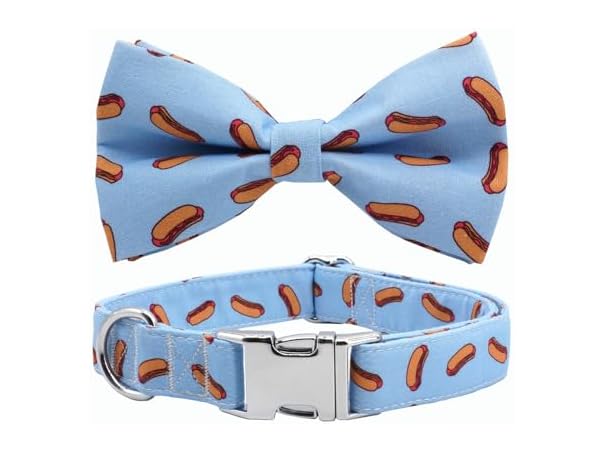 Free Sunday Dog Collar with Bow, Hotdog Dog Bowtie
