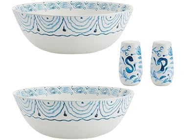 Fitz and Floyd Sicily Blue Italian Design Serve Bowls Set of 2