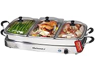 Elite Gourmet Triple 3 x 2.5 Quart Trays Buffet Server
