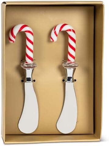 Abbott Collection Candy Cane Topped Pate Spreaders. Set of 2 