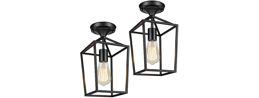 BesLowe 2Pk Semi Flush Ceiling Light Fixtures, Black