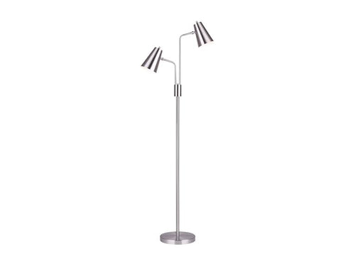 2 Light Floor Lamp Brushed Nickel 67"